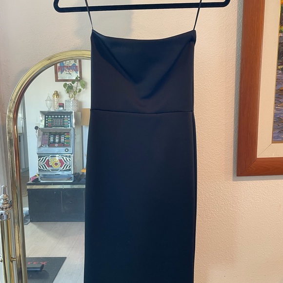 NWOT SPRWMN BLACK SCUBA PENCIL TUBE DRESS - Picture 2 of 6